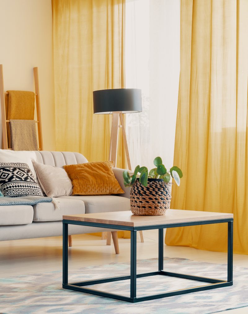 Yellow drapes diffusing natural Scottsdale AZ and Boerne TX light.